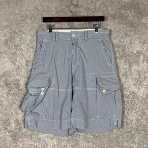 Polo Ralph Lauren Mens Blue White Seersucker Striped Cargo Shorts Size 32 Chino